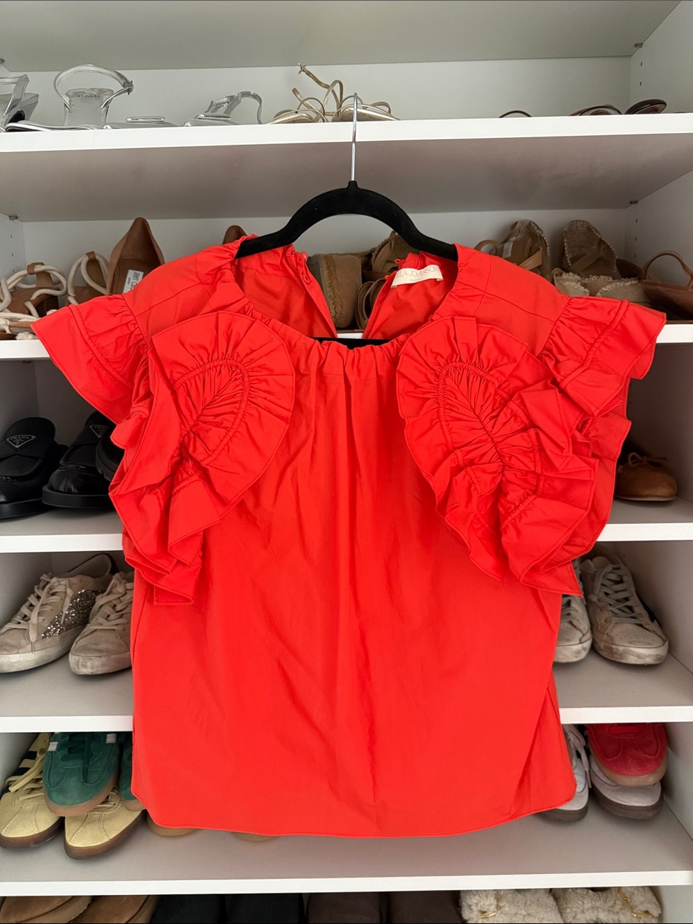 Ulla Johnson Red Ruffle Sleeve Women's Top